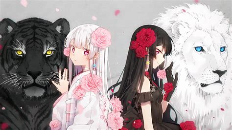 Anime Girls Tiger Wolf Animals 4k 100 Wallpaper