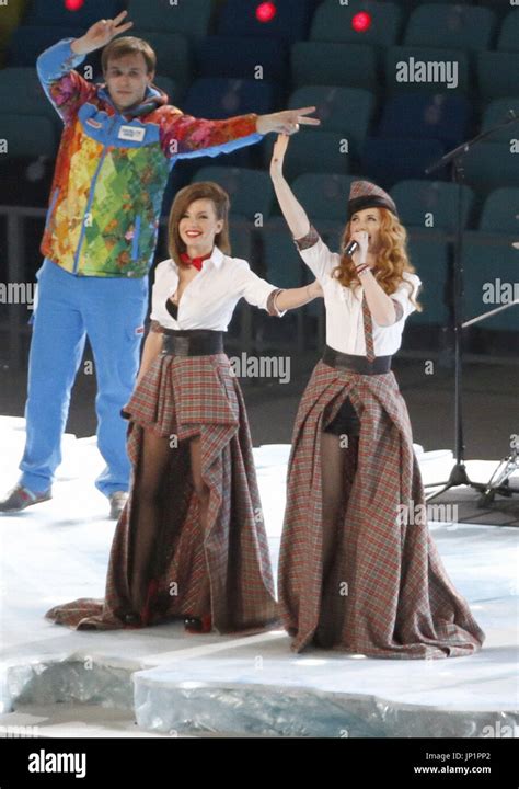 Sochi Russia Russian Female Pop Duo T A T U Lena Katina R And Yulia Katina C Perform