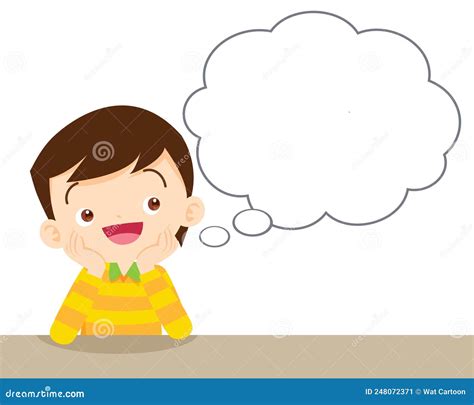 Young Boy Good Mood And Think About Something Stock Vector