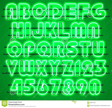Glowing Green Neon Alphabet Stock Illustration Illustration Of Night