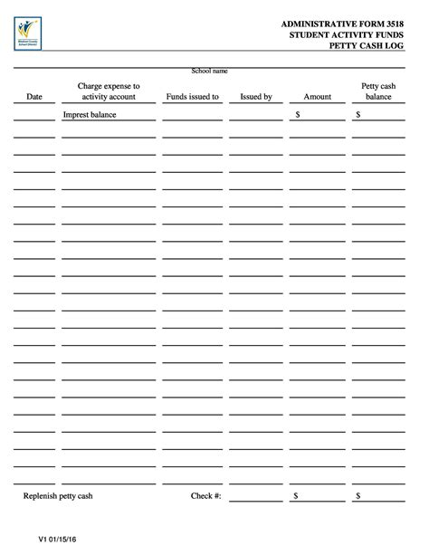 Petty Cash Log Templates Forms Excel Pdf Word Template Lab