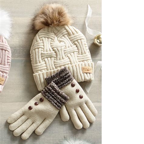 Classic Britt Knit Hat And Gloves Swiss Colony