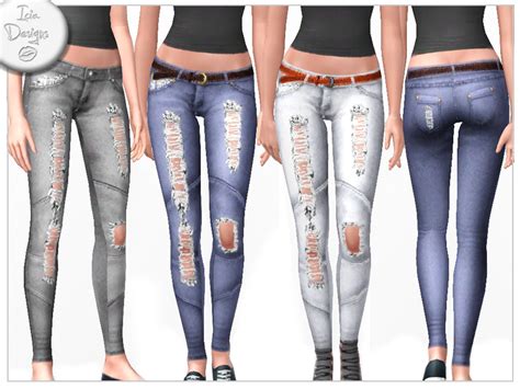 The Sims Resource ~ripped Skiny Jeans Withwithout Belt~