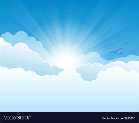 Sky With Clouds And Sun Rays Background Royalty Free Vector