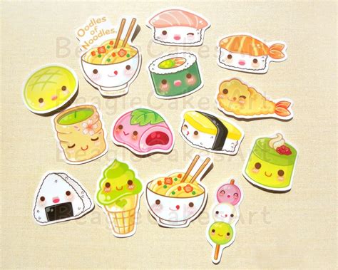 Cute Japanese Food Stickers Ramen Noodle Mochi Sushi Sticker