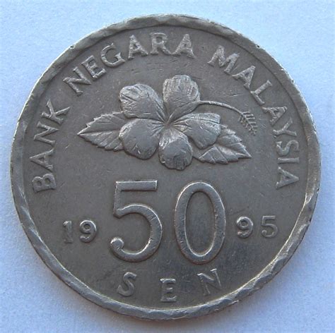 Brief content visible, double tap to read full content. MALAYSIA BUNGA RAYA SERIES 1995 50 CENTS COIN,KEYDATE WITH ...