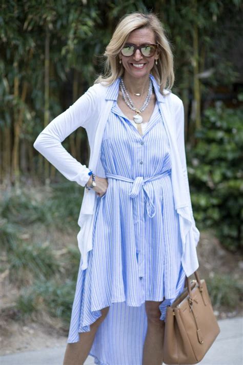 Blue White Stripe Shirt Dress Styled Two Ways Shirt Dress Style White Stripes Shirt Shirt Dress