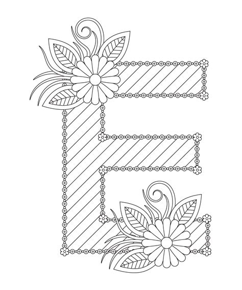 Free Instant Download Floral Alphabet Letter E Coloring Pages Coloring