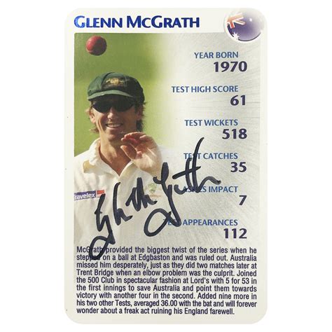 Signed Glenn Mcgrath Trading Card Australia Cricket Ashes 2005