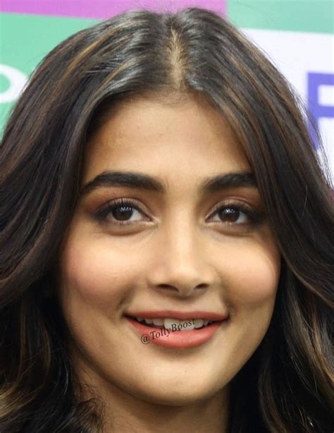 Glamorous Indian Girl Pooja Hegde Long Hair Face Closeup