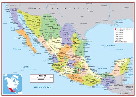 Compartir cualquier lugar, encuentra tu ubicación, el clima, la regla. Large detailed political and administrative map of Mexico ...
