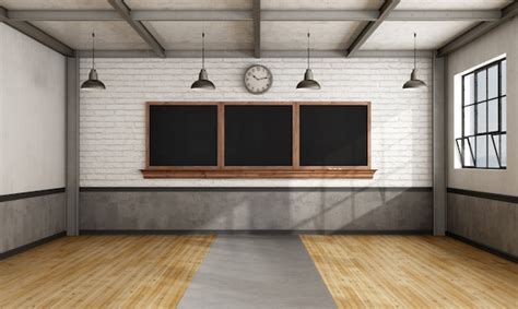 Premium Photo Retro Classroom With Blackboard On Brick Wall