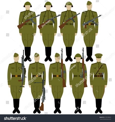 Soldiers Soviet Union Weapons World War Stock Vector Royalty Free