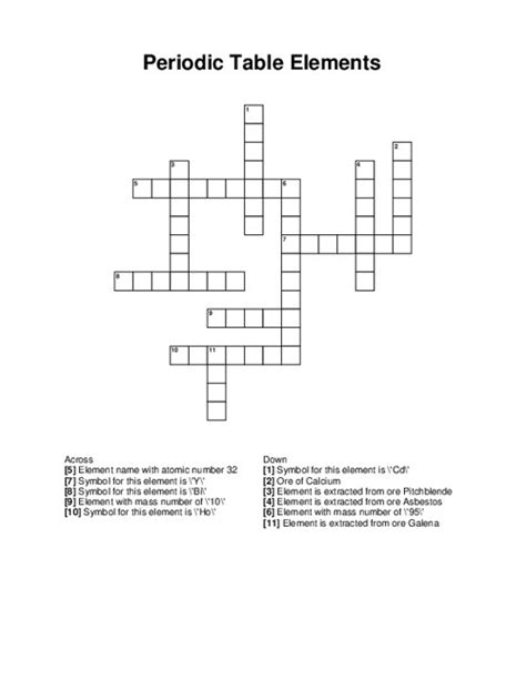 Periodic Table Of Elements Crossword Puzzle Answer Key Elcho Table