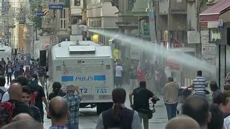 Turkey Protesters Clash With Police Near Taksim Square Bbc News