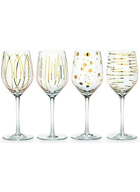 Mikasa Cheers Metallic Gold Set Of 4 14oz Wine Glasses