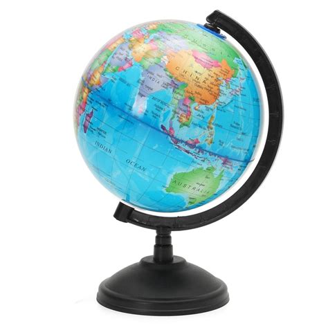 20cm World Globe Map Rotating Stand With Led Light Grandado