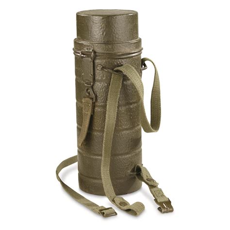 German Military Surplus Metal Gas Mask Container Olive Drab Used