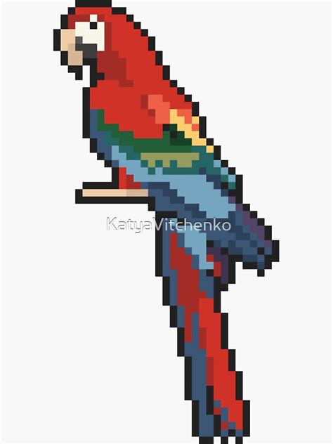 Red Parrot Pixel Art Sticker For Sale By Katyavitchenko Redbubble