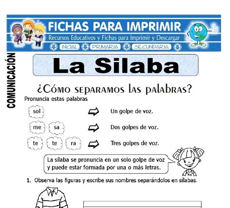 Ficha De La Silaba Para Primero De Primaria Fichas Para Imprimir