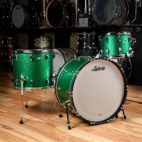 Ludwig Classic Maple 141826 3pc Drum Kit Green Sparkle Chicago