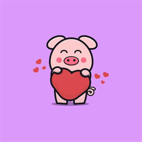 Premium Vector Cute Pig With Love