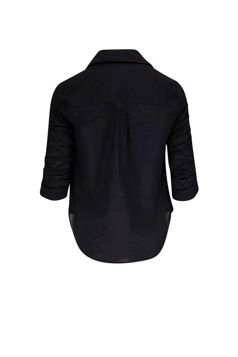 Veronica Beard - Porta Black Cotton Shirred Shirt