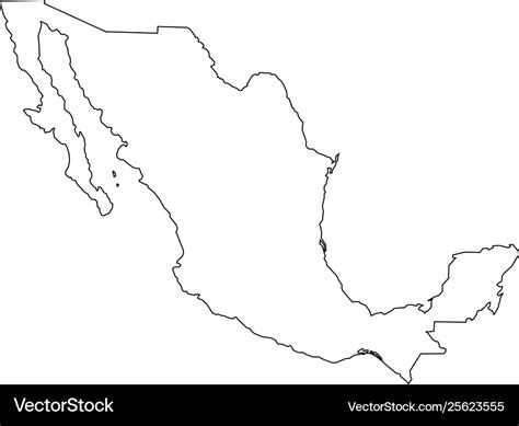 Black Outline Mexico Map Royalty Free Vector Image