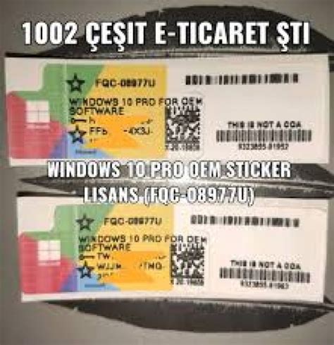 Windows 10 Pro Etiket Stiker Fqc 08929 Lisans 2024