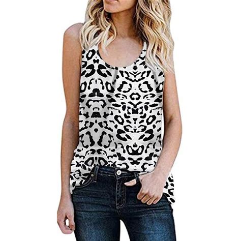 buy summer sleeveless vest round neck leopard print floral tank tops women s at affordable