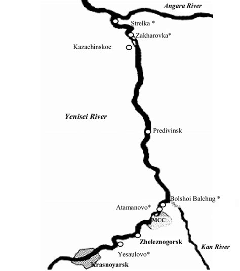 The Map Scheme Of The Upper Reaches Of The Yenisei River Plant