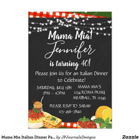 Often dinner parties are thrown just because. no matter what you are celebrating, you will find the perfect dinner party invitation below. Mama Mia Italian Dinner Party Invitation | Zazzle.com in ...