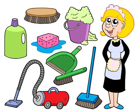 House keeping and home made cooking in cartoon retro style. Clean utensils cartoon (94134) Free EPS Download / 4 Vector