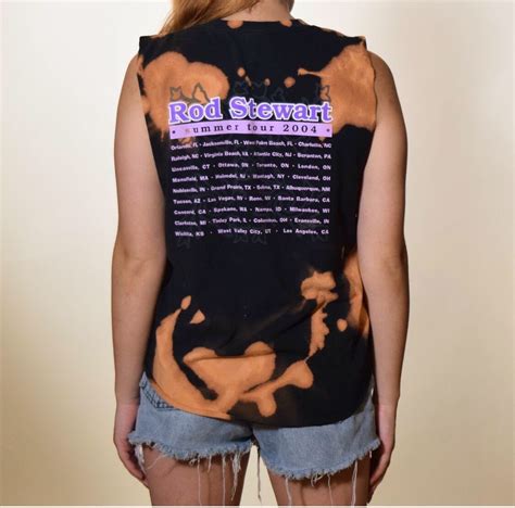 Rod Stewart Tour One Of A Kind Acid Wash Cropped Distressed Tank Women