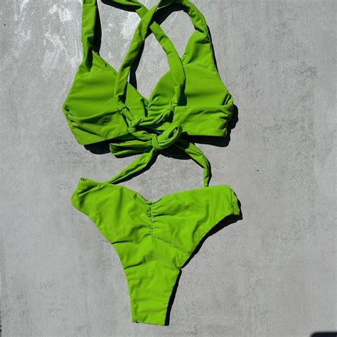 Salty Bottom Swim Anguilla Sample Green Bikini Set Depop