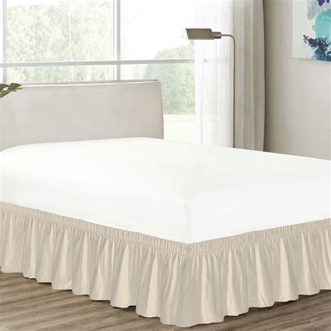 Misr Linen King Single Ivory Wrap Around Bed Skirt Egyptian Cotton 400 Thread Count 18 Inch Drop