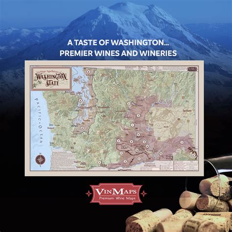 Washington State Wine Regions Wine Bar Map includes 19 AVAs