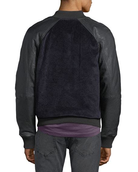 Hudson Mens Leather Sleeve Corduroy Varsity Jacket Neiman Marcus
