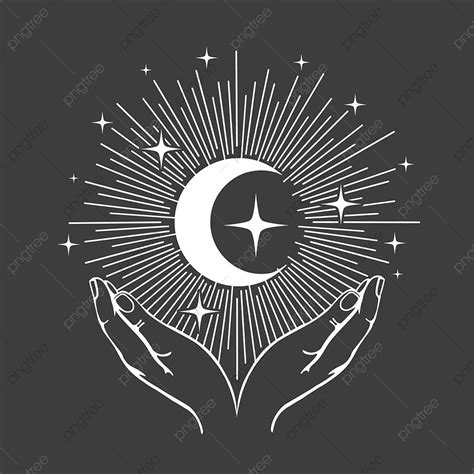 Hand Holding Moon Vector Hd Images Hands Holding Crescent Moon