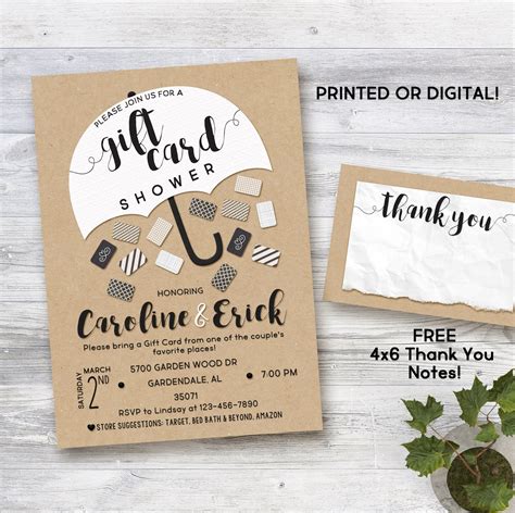 Free Printable Gift Card Shower Invitations