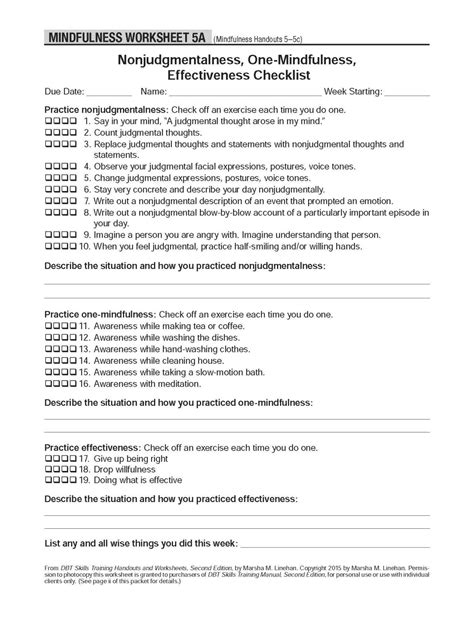 Printable Dbt Mindfulness Worksheets Printable Worksheets