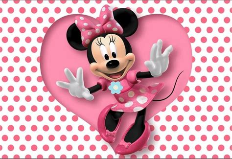 Pink Minnie Dance Polka Dots Love Heart Shape Cute Photo Backdrop Vinyl