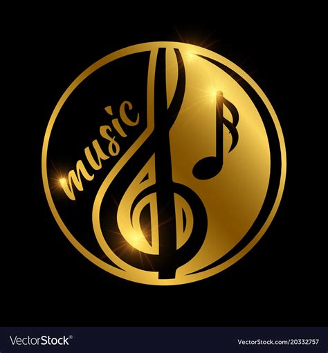 Luxury Music Logo Design Golden Shiny Musical Vector Image