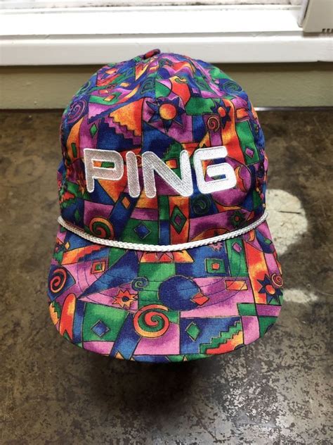 Ping Hat Vintage Golf Multi Color Strapback All Over Colorful Rare Usa Made Ping Vintage Golf