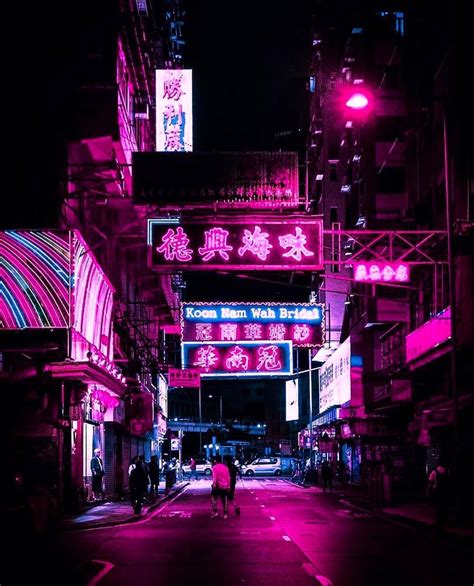 Japanese Streets Neon Pink Purple Lights Pink Neon Wallpaper Dark
