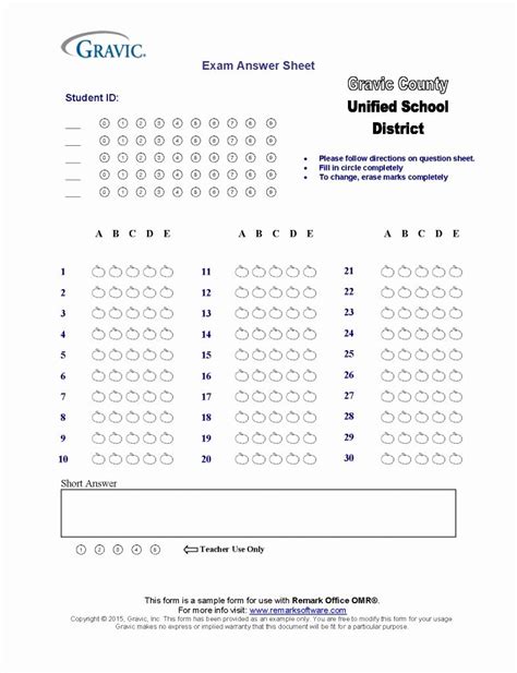 30 Multiple Choice Answer Sheet Example Document Template