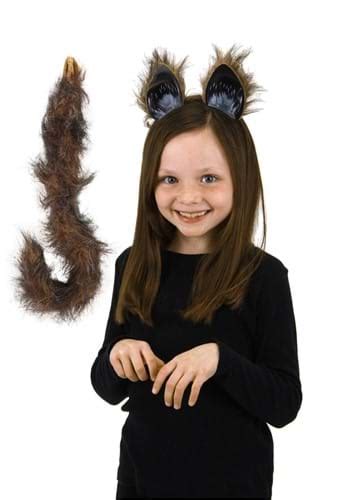 Furry Brown Cat Tail And Ears