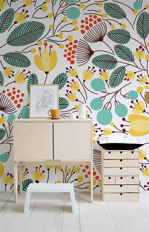 Modern Bold Floral Wallpaper Mural Wall