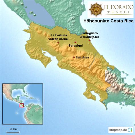 Stepmap Höhepunkte Costa Ricas Landkarte Für Costa Rica