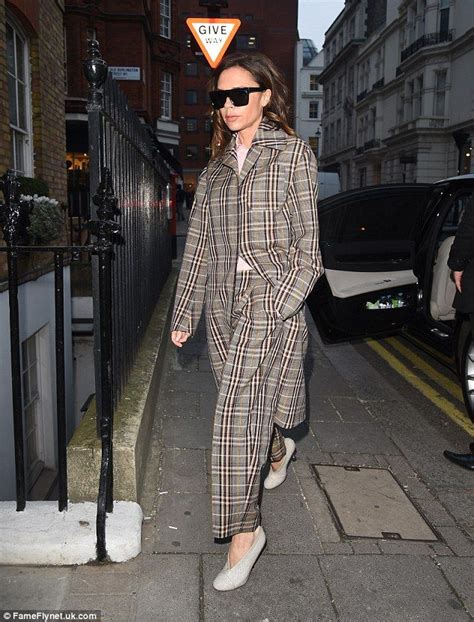 picture exclusive make up free victoria beckham looks effortlessly chic in a plaid co ord as